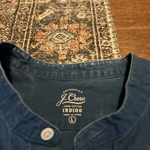 JCrew Wallace & Barnes band-collar Japanese selvedge chambray shirt | Size L